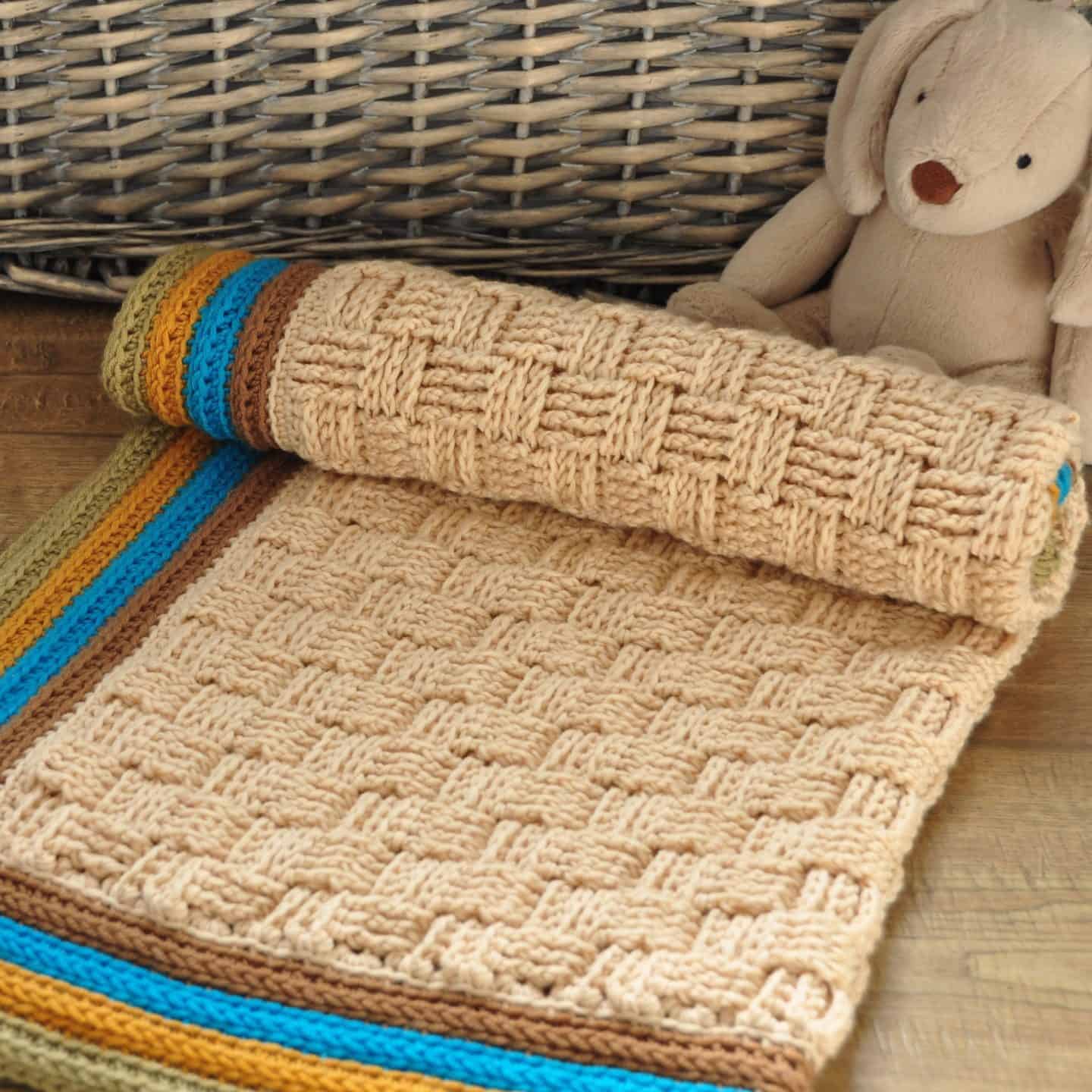 crochet basketweave stitch blanket, retro baby blanket by Hannah Cross 