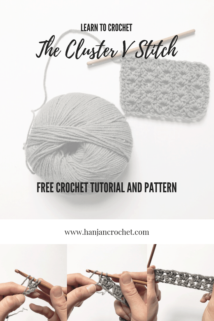 how to crochet the cluster V stitch free tutorial and pattern
