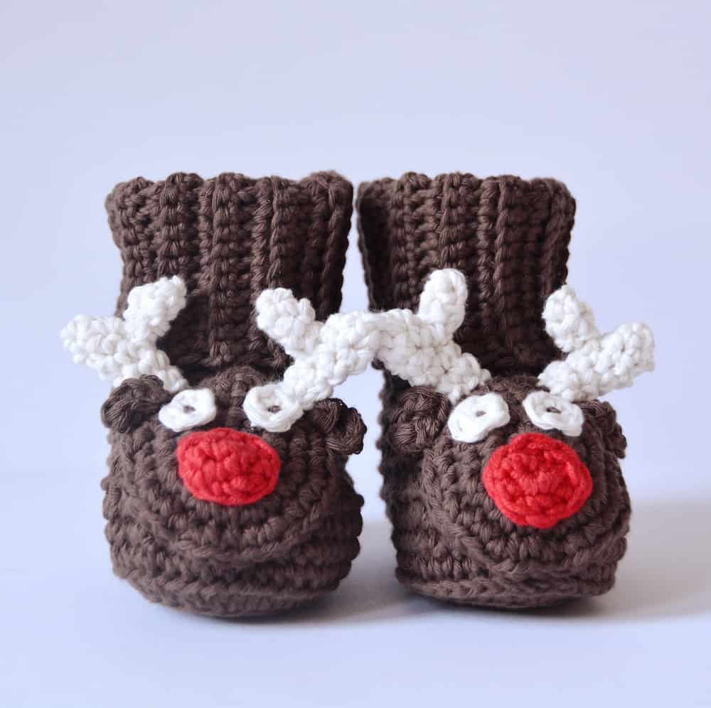 reindeer baby booties