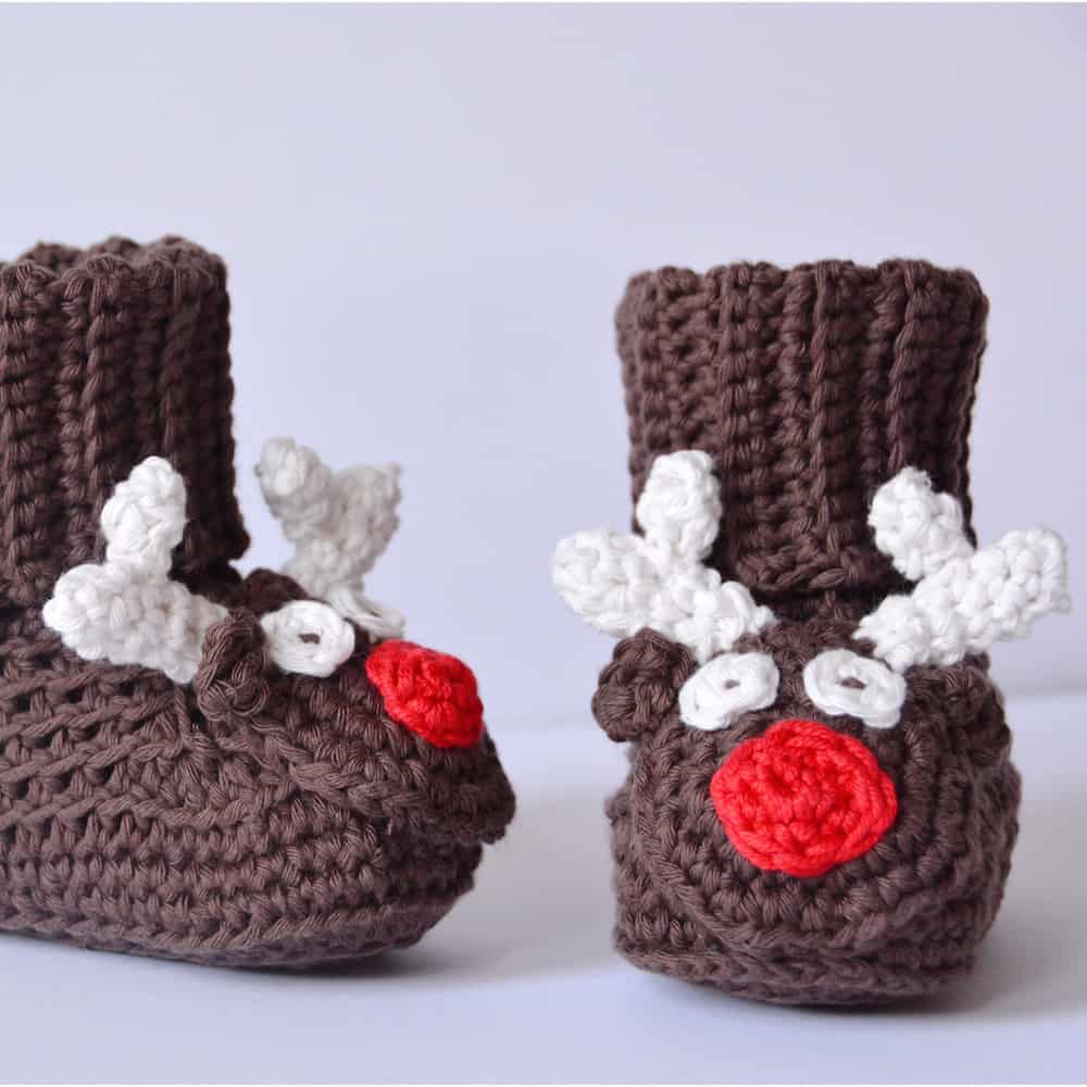 Free crochet pattern reindeer baby boots