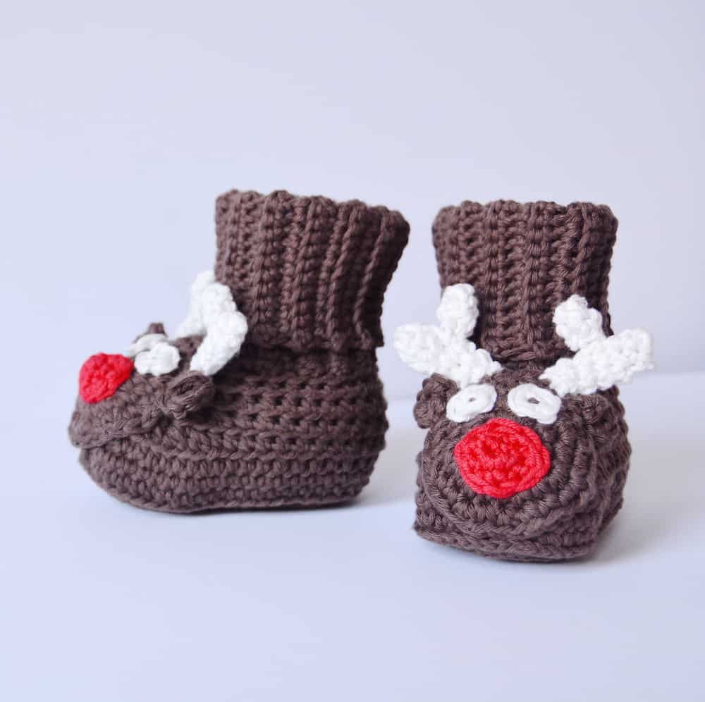 reindeer baby booties