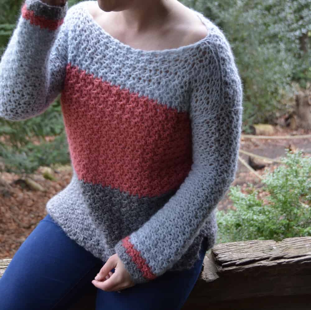 colour block jumper, color block sweater free crochet pattern