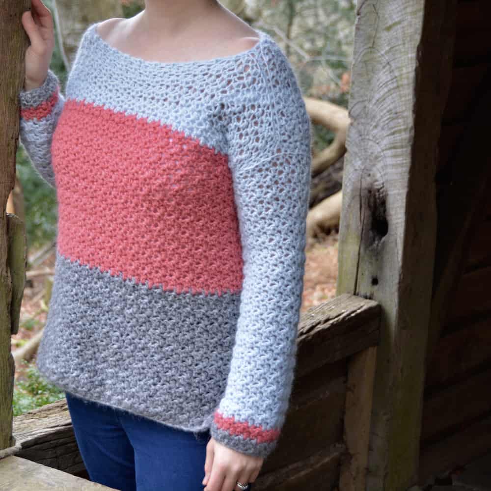 colour block jumper, color block sweater free crochet pattern