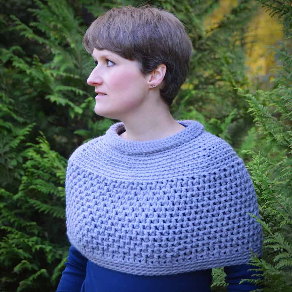 free crochet pattern by Hannah Cross vintage grey capelet