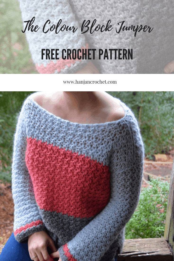 The Colour Block Jumper - The Color Block Sweater. A free crochet pattern from Hannah Cross
