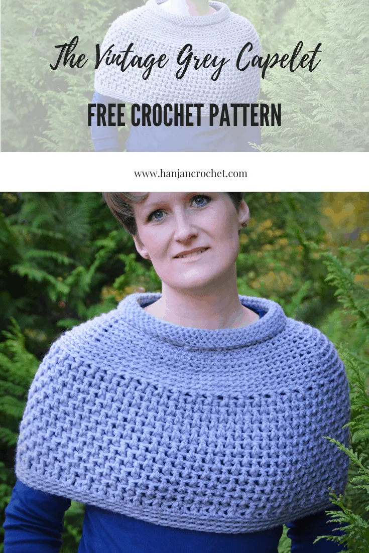 free crochet pattern Hannah Cross vintage grey capelet