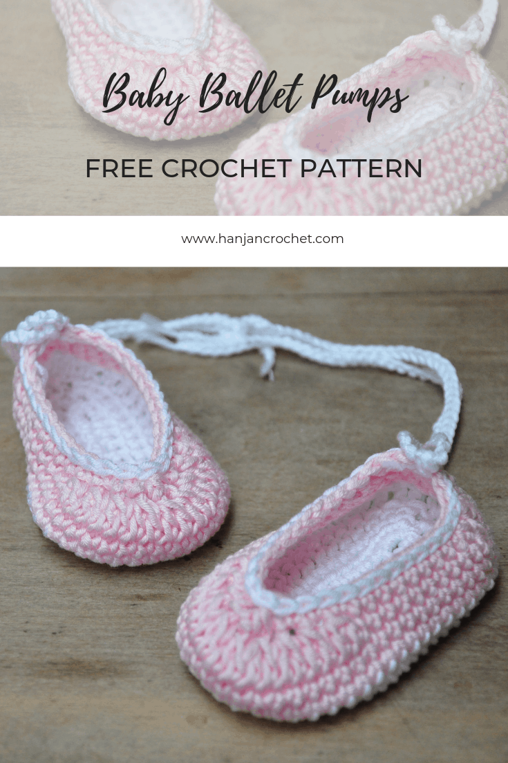 crochet baby ballet pumps, baby crochet shoes, baby girl ballet shoes by Hannah Cross, HanJan Crochet, free crochet pattern 