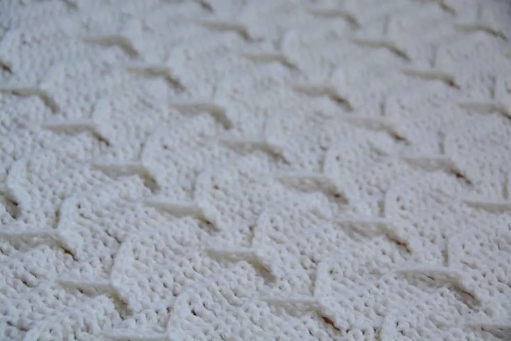 Cleo's Cloud Blanket a free crochet blanket pattern by Hannah Cross HanJan Crochet. Learn to crochet an heirloom baby blanket. Cream plain baby crochet blanket.