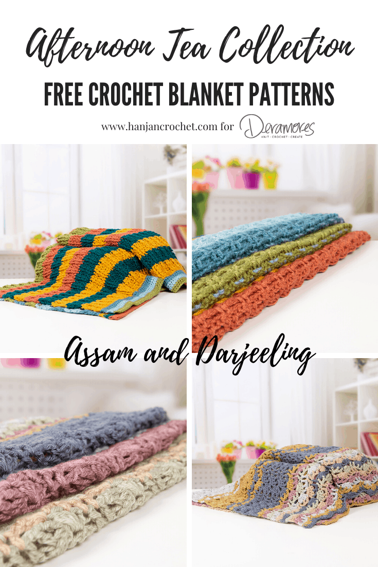 Afternoon Tea Blanket Collection by Hannah Cross HanJan Crochet for Deramores. Free crochet blanket patterns, learn to crochet, easy crochet blanket, vintage crochet blanket