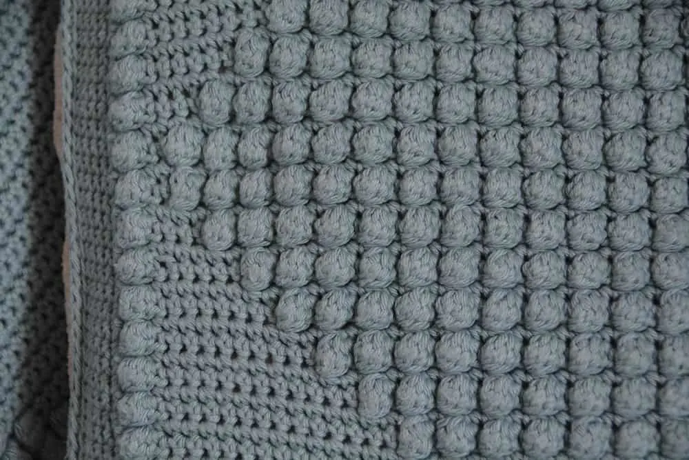 close up of a crochet bobble stitch