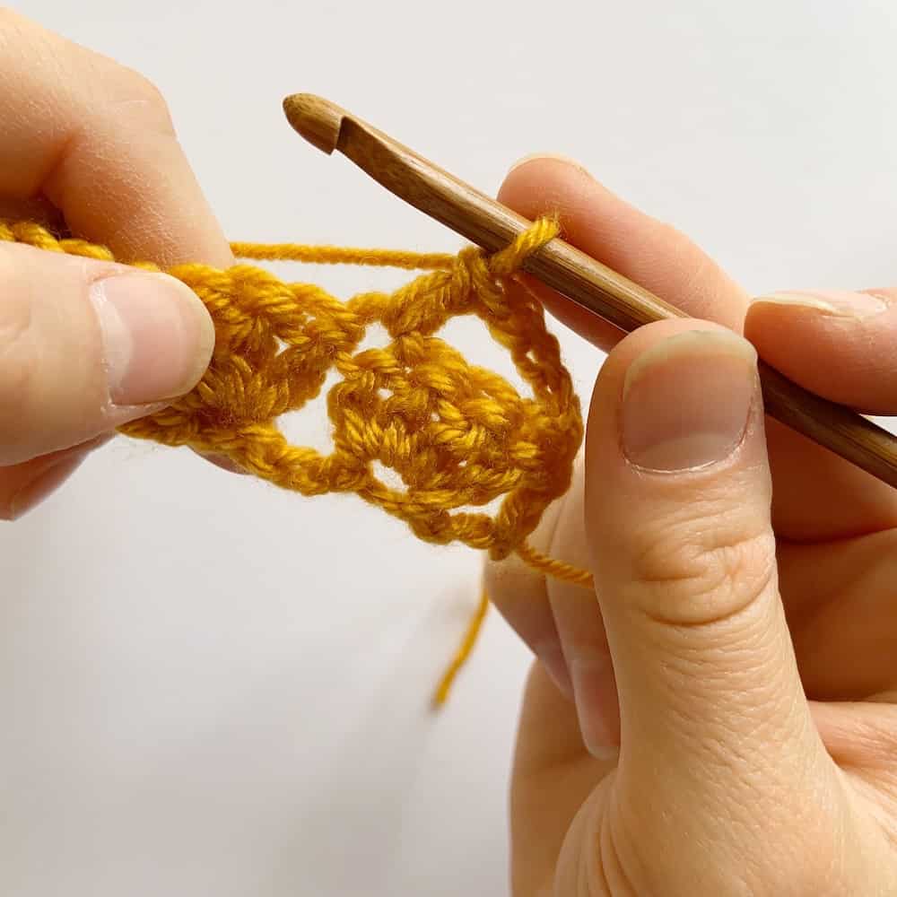 Learn to crochet the Cabbage Stitch with HanJan Crochet. A free step by step photograph tutorial to learn to crochet for beginners. The post also includes information about the free Oolong Blanket free crochet pattern by Hannah Cross.