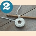 A beginner-friendly crocheted circle made using a crochet hook and needle.