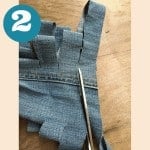 How to make a crochet denim apron using a pattern.