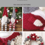 Christmas Wreath, Festive, Project, Pattern, Tutorial, Poinsetta Wreath, Crocheted Gift, Christmas Gnomes, Jultomten, Crochet Pattern, Instant Download, Christmas, Crochet,