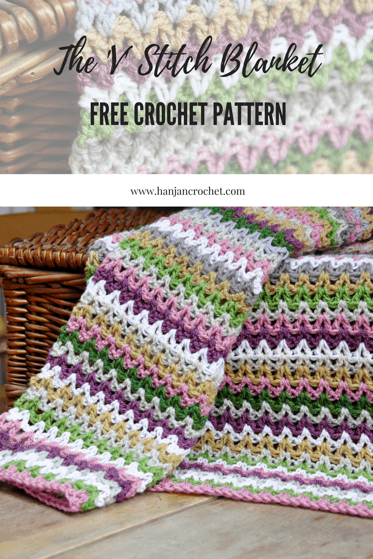 learn to crochet the V stitch crochet blanket with this free crochet pattern