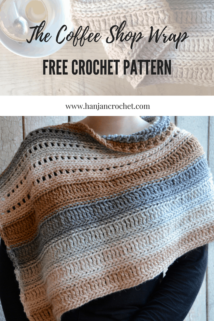 Learn to crochet the Coffee Shop Wrap with a free crochet poncho pattern 