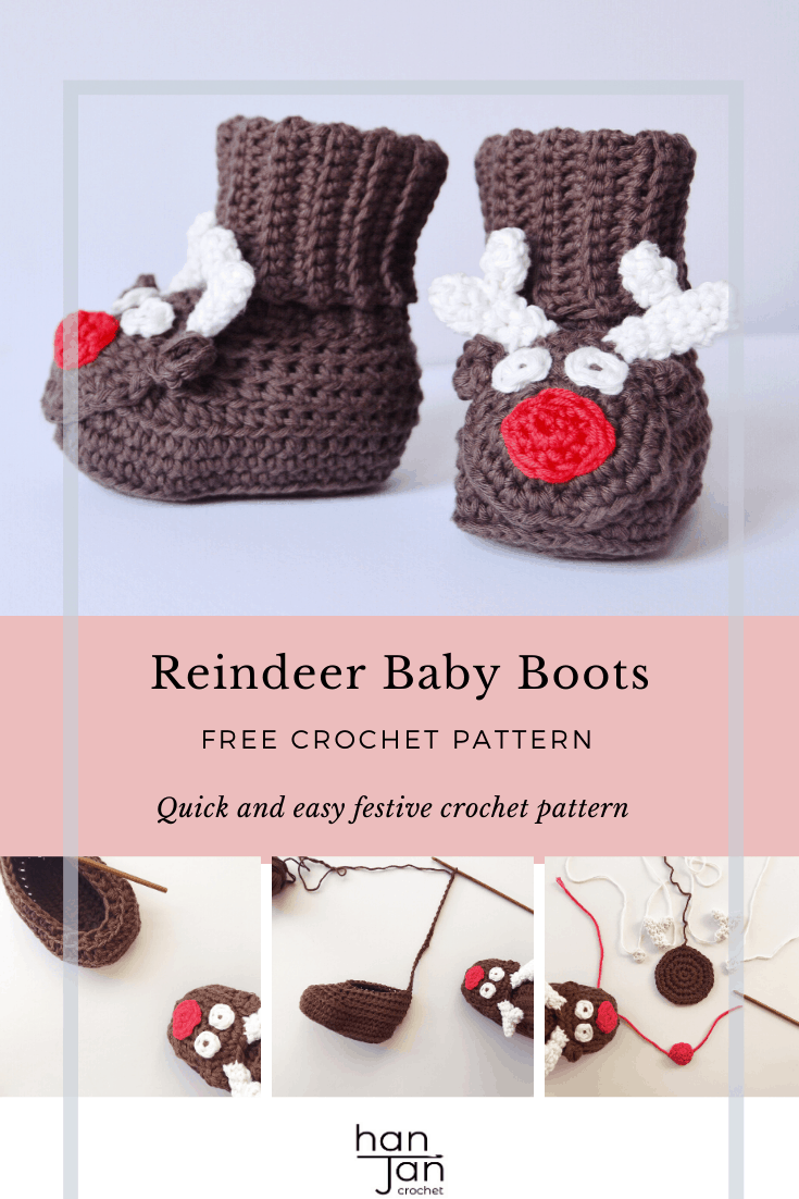 Reindeer Crochet Baby Booties Pattern