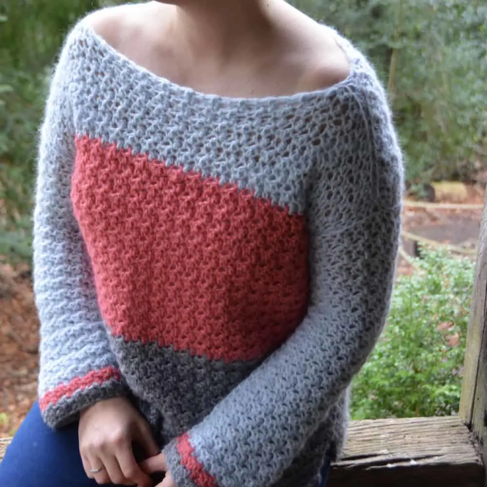 Colour Block Jumper, Color Block Sweater free crochet pattern by Hannah Cross