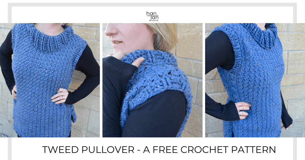Tweed Crochet Pullover - a free, easy crochet poncho pattern - HanJan