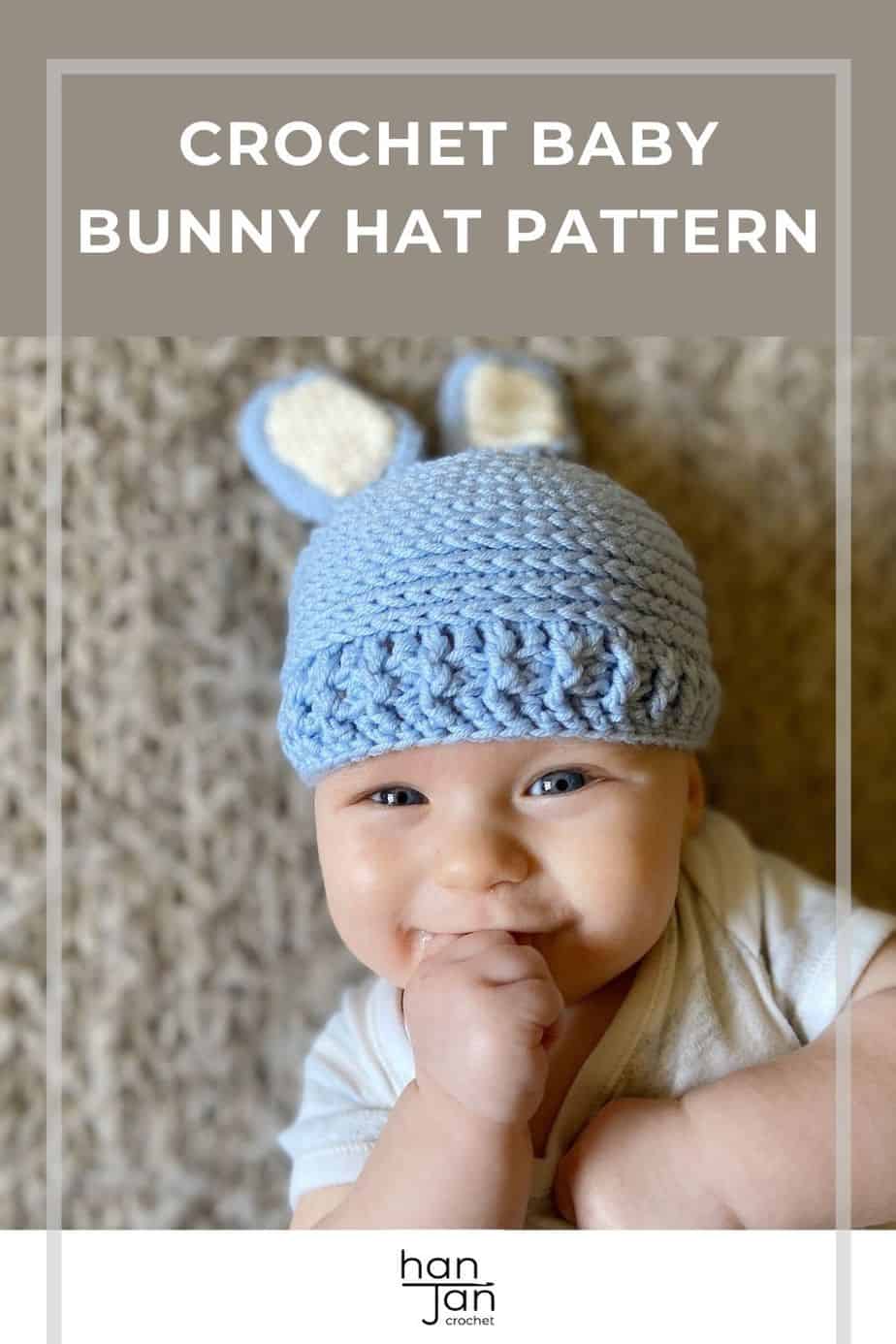 baby wearing crochet bunny hat