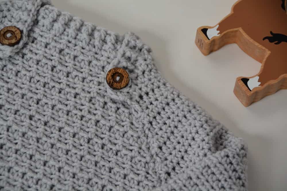 modern baby crochet jumper collar detail