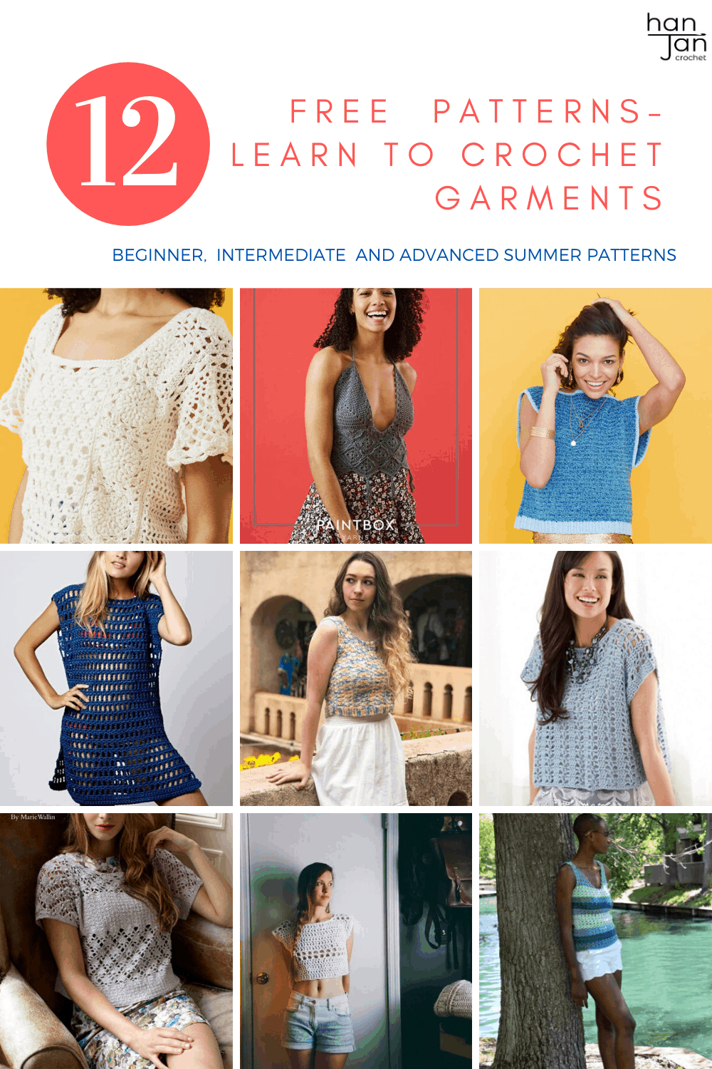 Learn garment making with 12 free crochet summer top patterns and top tips for success with crochet garments.