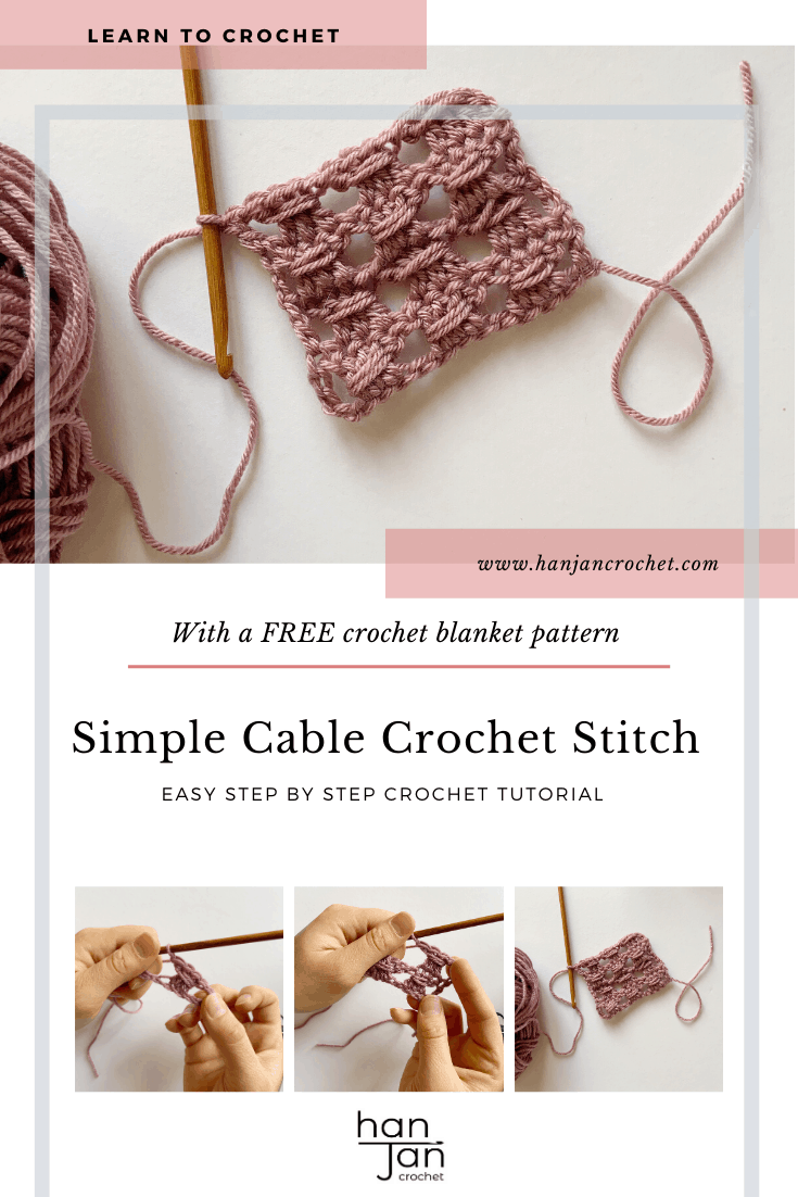 Learn to crochet the simple cable stitch with this beginners step by step tutorial by HanJan Crochet. Create a delicate fabric perfect for blankets, scarves and tops. The stitch tutorial includes a free blanket crochet pattern in beautiful vibrant colours, a great project for mindfulness and calm.