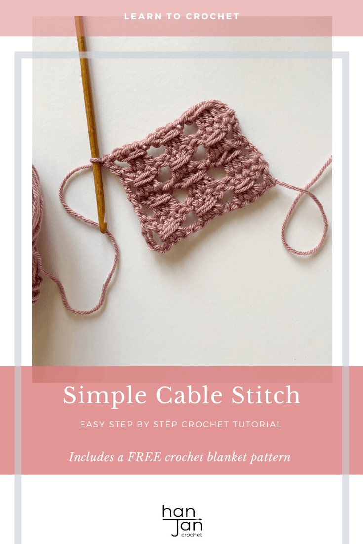 Learn to crochet the simple cable stitch with this beginners step by step tutorial by HanJan Crochet. Create a delicate fabric perfect for blankets, scarves and tops. The stitch tutorial includes a free blanket crochet pattern in beautiful vibrant colours, a great project for mindfulness and calm.