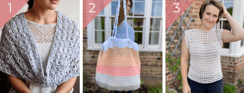 Summer crochet top, bag and cowl.