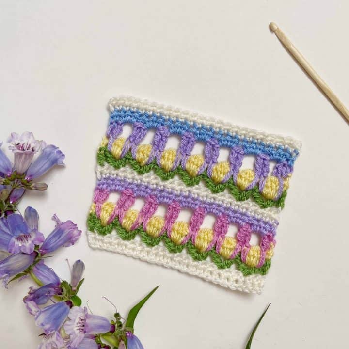 field of flowers crochet stitch tutorial
