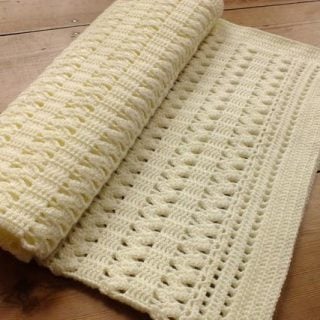 cream heirloom crochet baby blanket