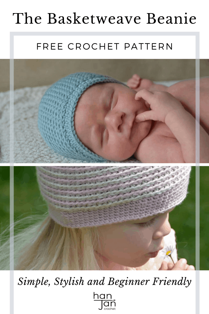 Baby and girl wearing matching quick crochet baby beanie hats