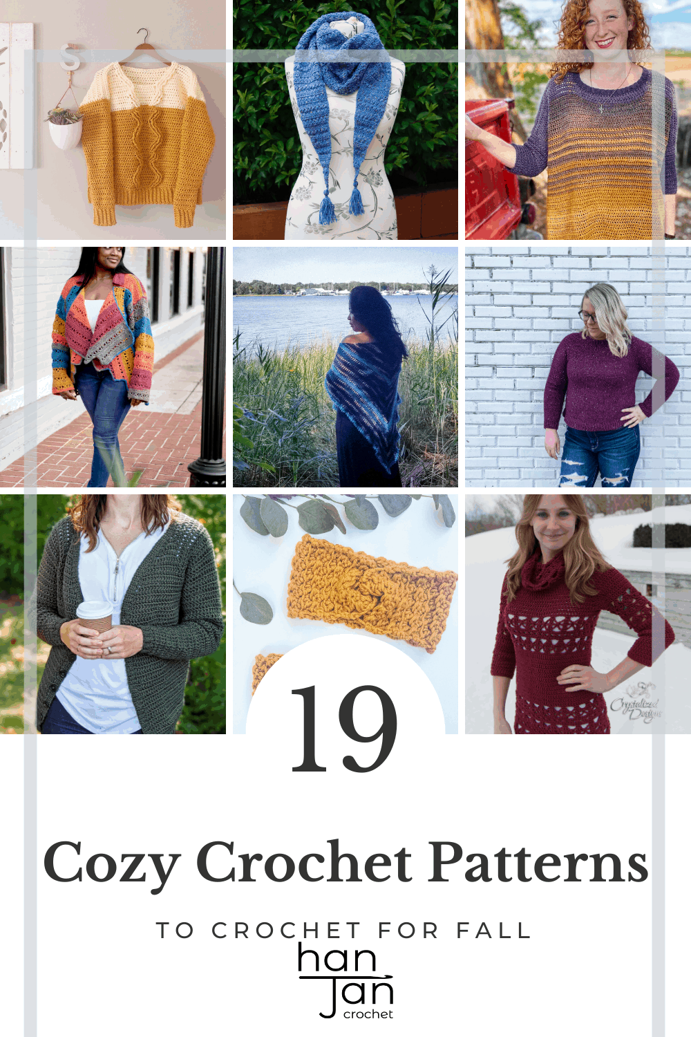 cozy crochet patterns including jumpers, cardigans and shawls