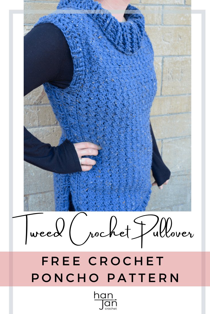 Tweed Crochet Pullover Poncho Pattern 1