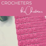 best gift ideas for crocheters showing blue crochet scarf, crochet hook and leaves