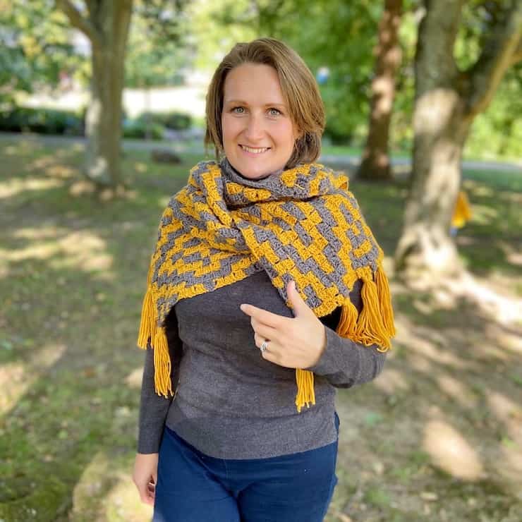 C2C Crochet Scarf Pattern – The Diamond Trees Scarf