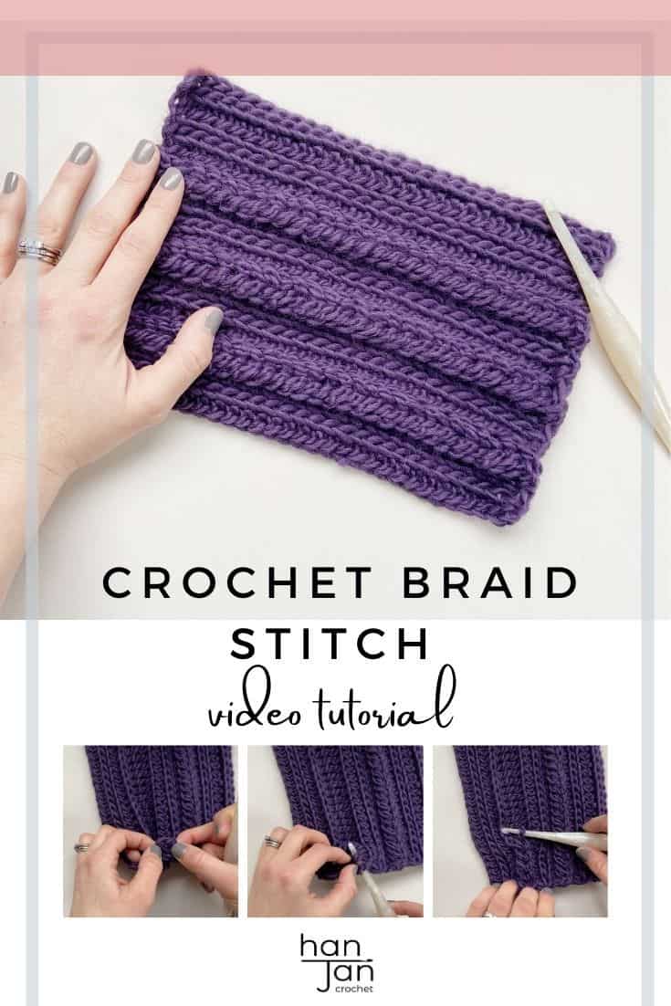 pinterest pin of how to crochet a braid stitch tutorial 