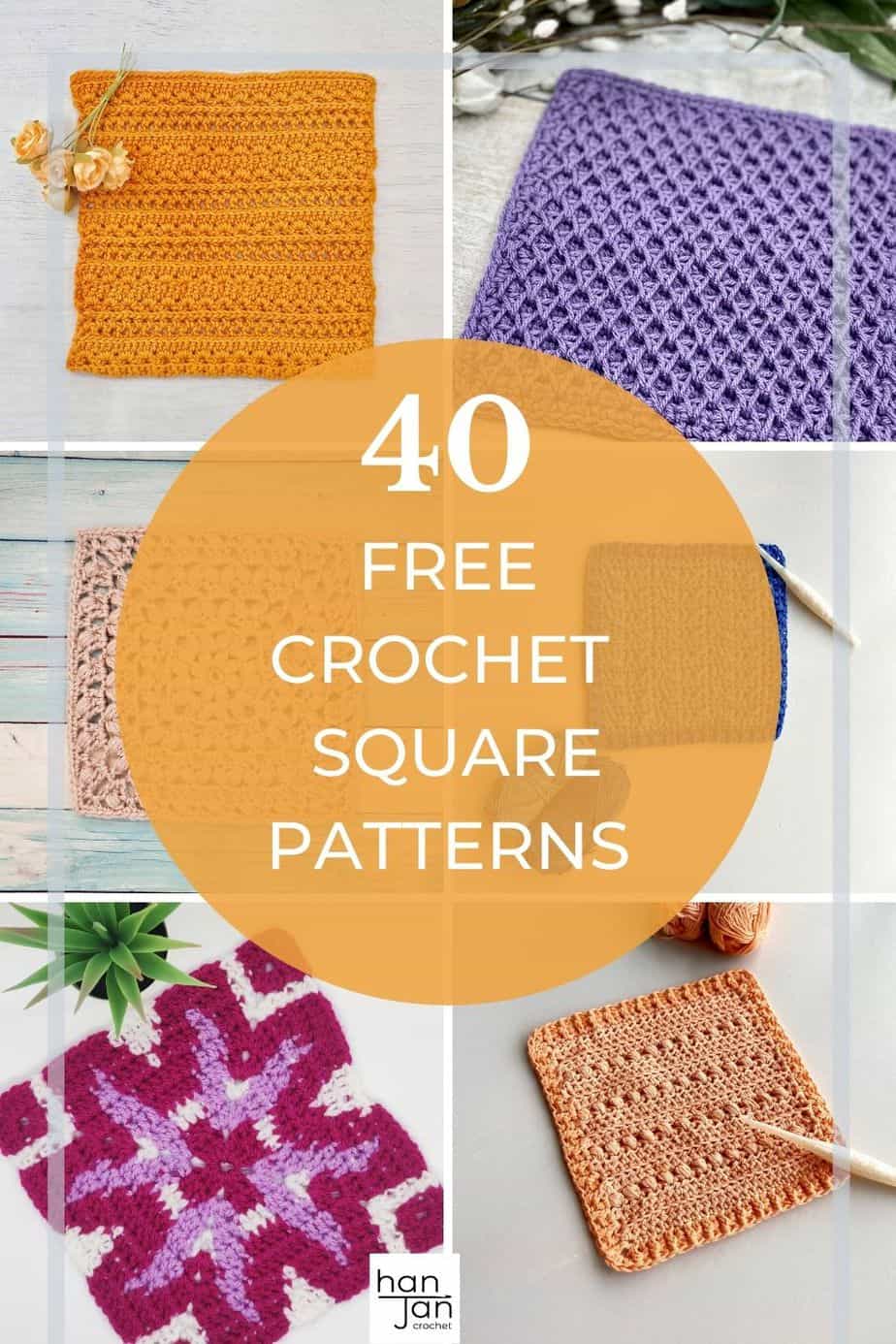 collection of crochet square motifs in bright and happy colours 