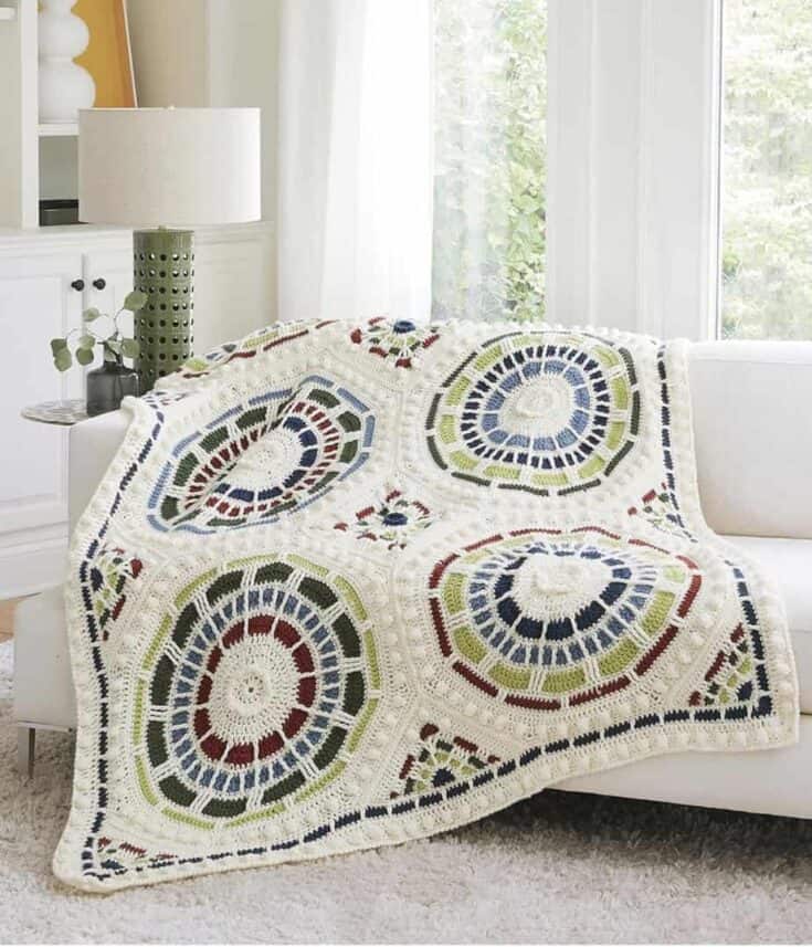 Caron Frenetic Stripes Mosaic Blanket Crochet Kit