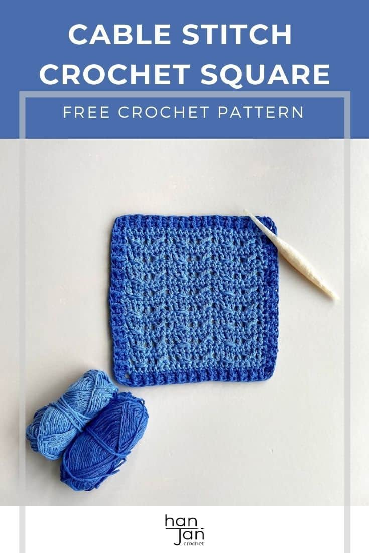 crochet cable stitch pattern in blue