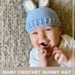 baby wearing crochet baby bunny hat
