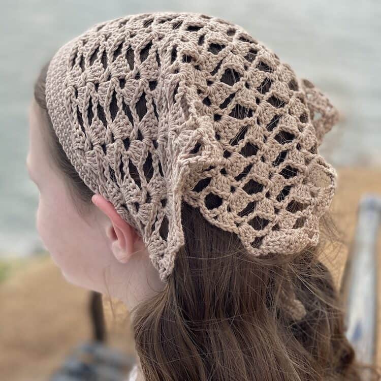 lace crochet kerchief on young girl