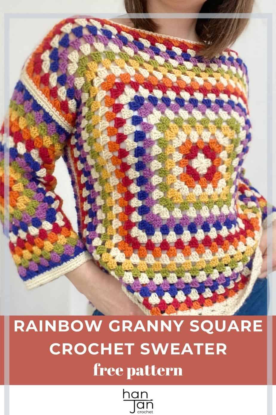 Free handed scrap yarn granny square sweater - I'm so happy with how it  turned out! It's so colorful and soft and beautiful. : r/crochet