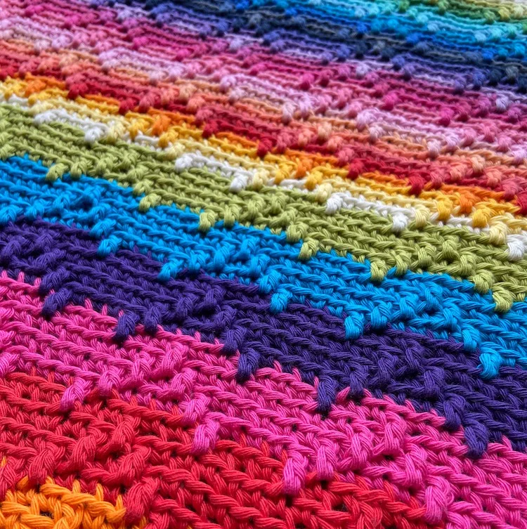 close up of overlay mosaic crochet blanket for babies