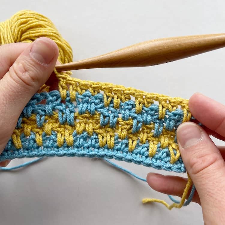 Double Crochet Moss Stitch Step 10