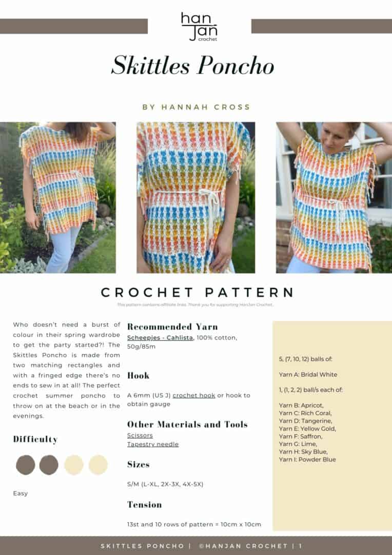 The Skittles Summer Crochet Poncho - Free Pattern | HanJan Crochet