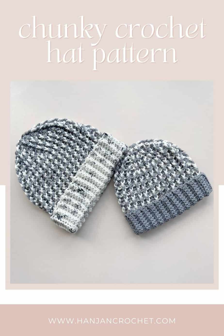 quick chunky crochet hats with ribbed stitch detail