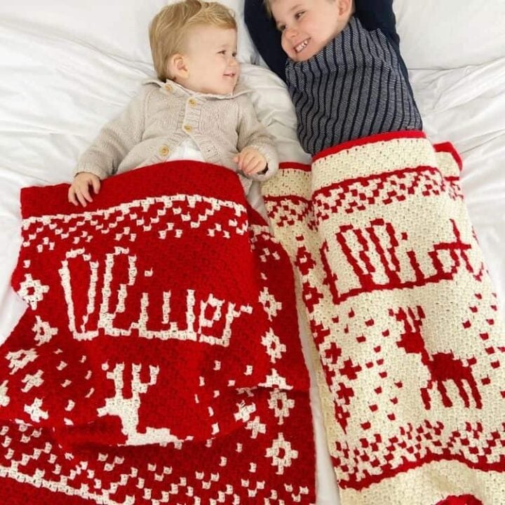 c2c Christmas crochet blanket pattern