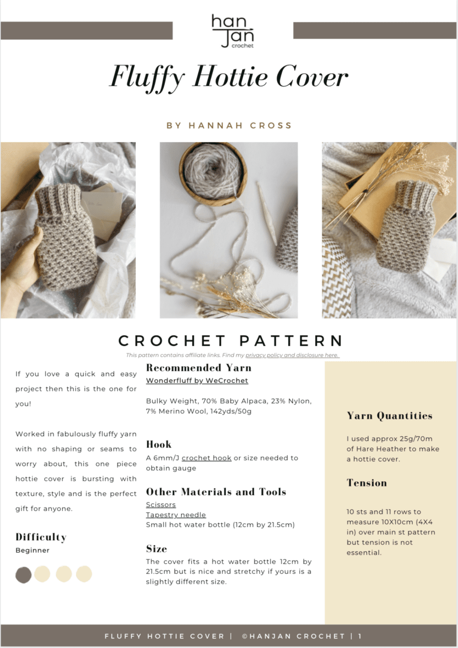 Quick and Easy Crochet Hot Water Bottle Cover Free Pattern HanJan Crochet