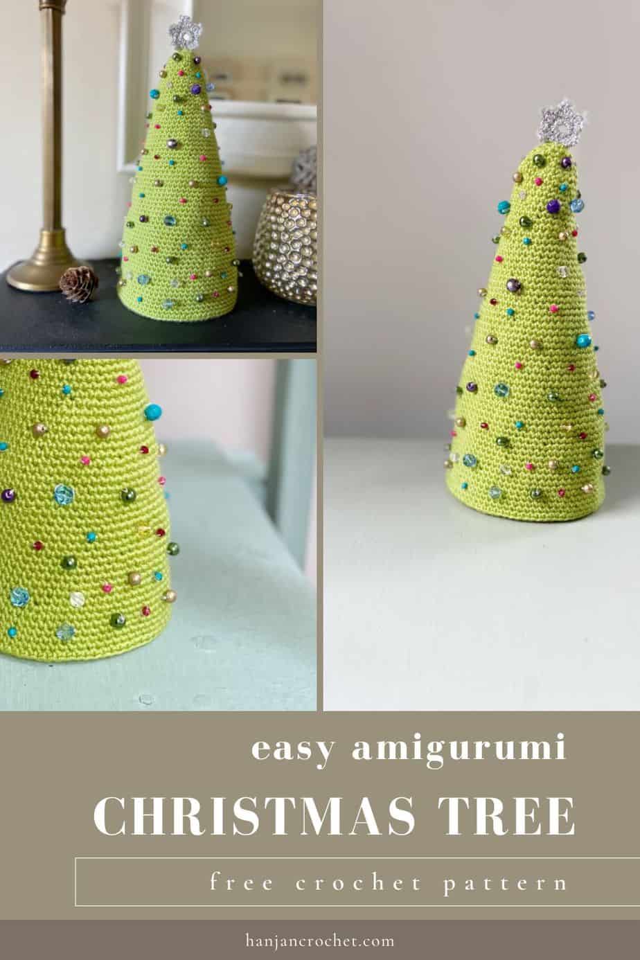 Beaded Amigurumi Crochet Christmas Tree Pin 2